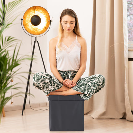 Stool in artificial leather with storage space
