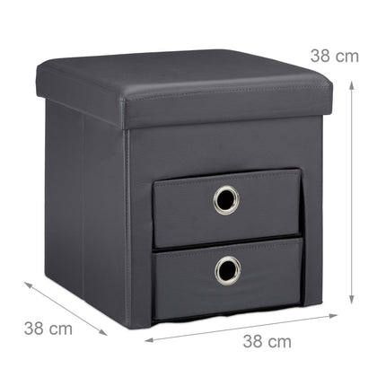 Stool in imitation leather with 2 compartments