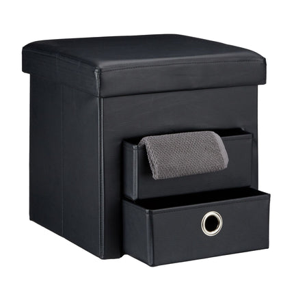 Stool in imitation leather with 2 compartments