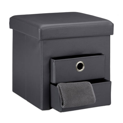 Stool in imitation leather with 2 compartments