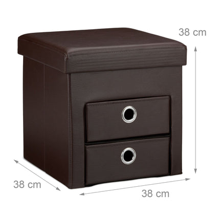 Stool in imitation leather with 2 compartments