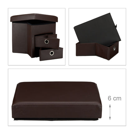 Stool in imitation leather with 2 compartments