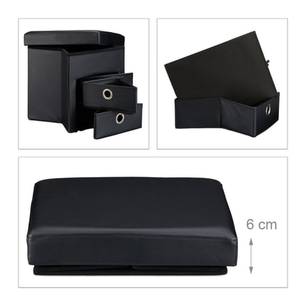 Stool in imitation leather with 2 compartments