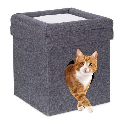 Stool with cat hole in grey