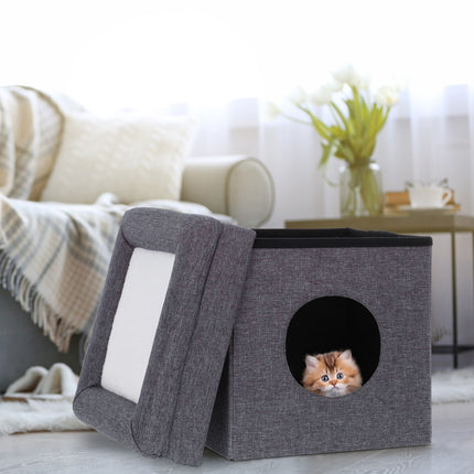 Stool with cat hole in grey
