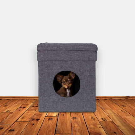 Stool with cat hole in grey
