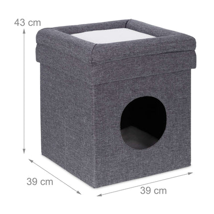 Stool with cat hole in grey