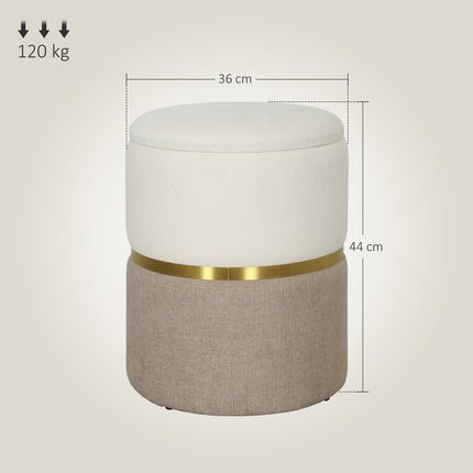Stool with storage space Stool with lid, metal ring, two-tone design 36 x 36 x 44 cm Cream white