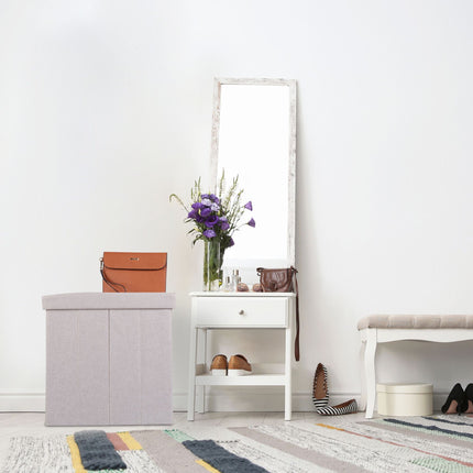 Stool with storage space beige