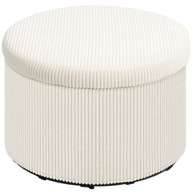 Kruk met opbergruimte kruk met deksel, ronde poef poef met koordlook voor woonkamer, slaapkamer 60 x 60 x 41 cm beige Aosom