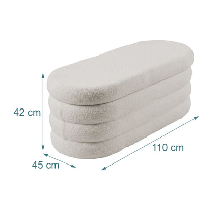 Storage Bench, Teddy Fabric Upholstery – Padded Seat