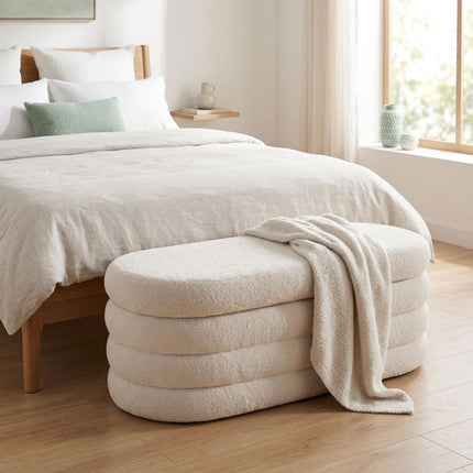 Storage Bench, Teddy Fabric Upholstery – Padded Seat
