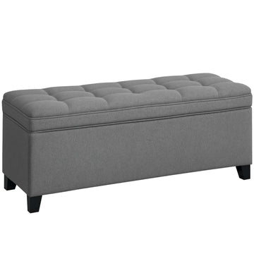 Storage Bench with Cushion, 120x40x48 cm, Dark Grey Linen