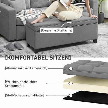 Storage Bench with Cushion, 120x40x48 cm, Dark Grey Linen