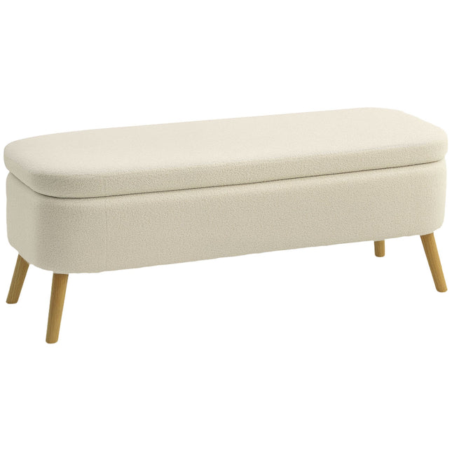 Storage Bench with Hidden Compartment, Teddy Fleece, 220kg Capacity