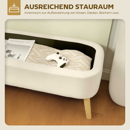 Storage Bench with Hidden Compartment, Teddy Fleece, 220kg Capacity