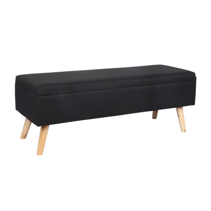 Storage Bench with Linen Upholstery, Wood Legs