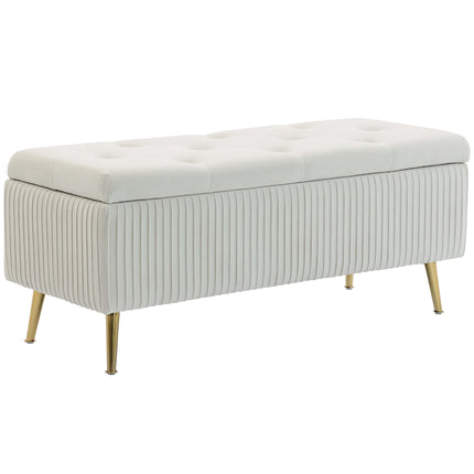Storage Bench with Velvet Look, Gold Legs, 79L Capacity
