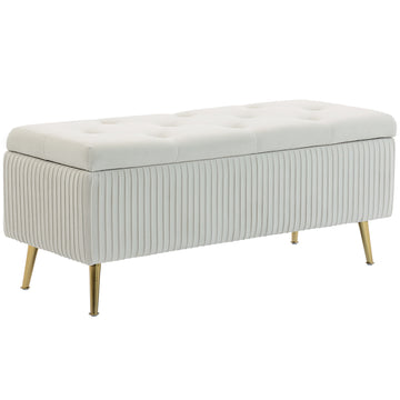 Storage Bench with Velvet Look, Gold Legs, 79L Capacity