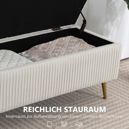 Storage Bench with Velvet Look, Gold Legs, 79L Capacity