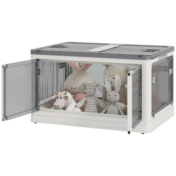 99L stackable storage box with wheels, foldable, white