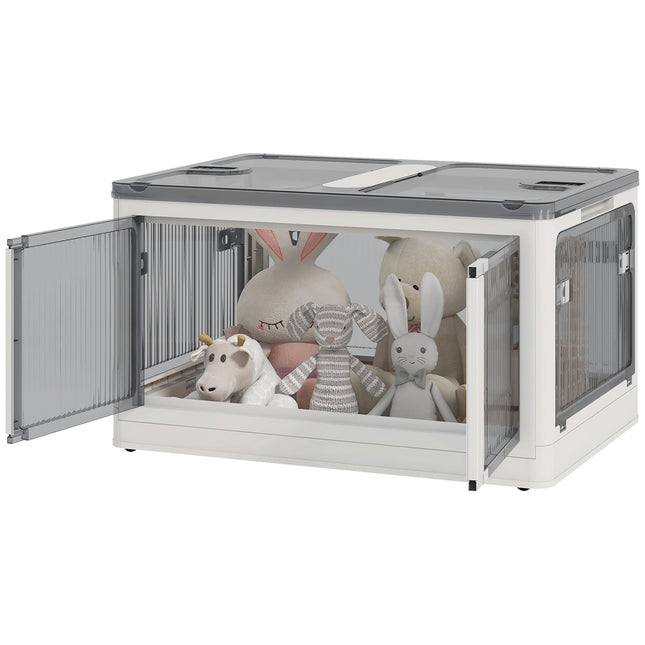 Stackable 69L storage box with wheels - White