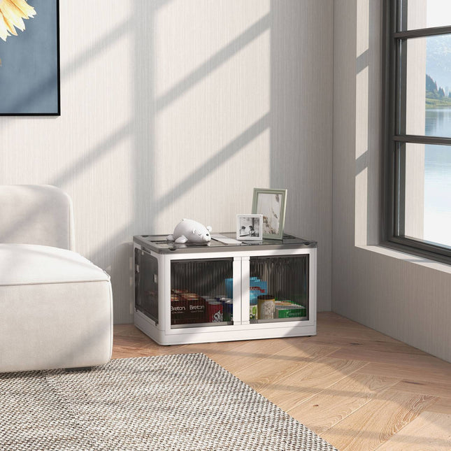 Stackable 69L storage box with wheels - White