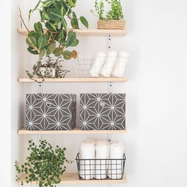 Storage Box Set of 2 – Grey Fabric Organizers
