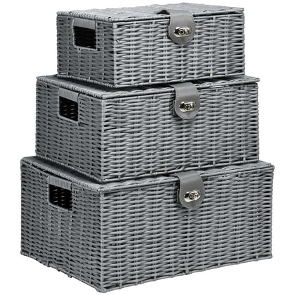 Storage boxes with lids, set of 3, gray - 18L, 12L, 7L