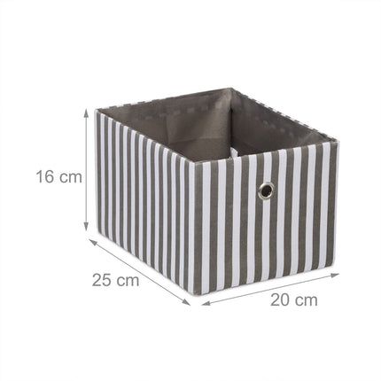 Storage Boxes Set of 2, White/Grey Fabric Organizers