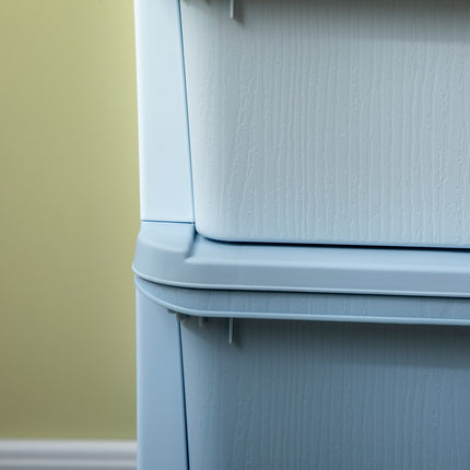 Blue storage boxes for children with lid and drawer
