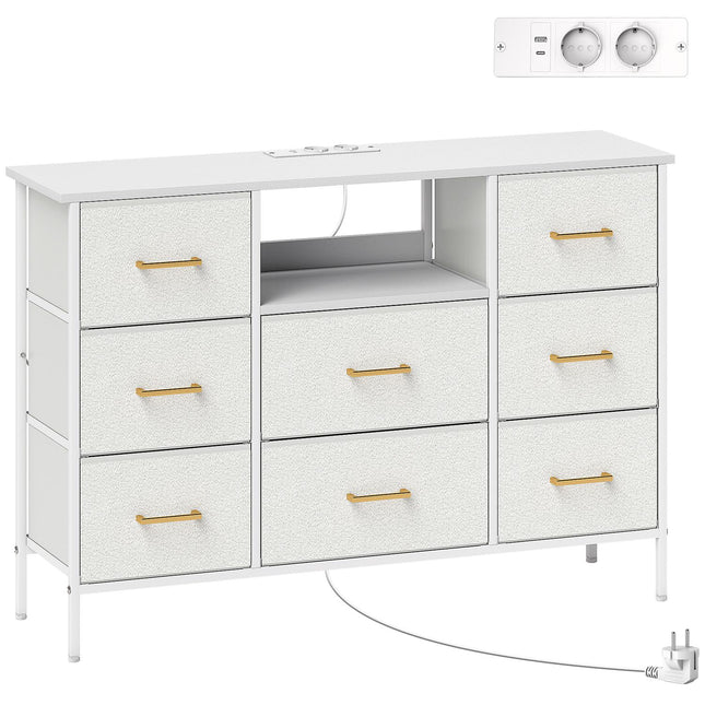 Storage Dresser with 8 Fabric Drawers, Steel Frame, Cream