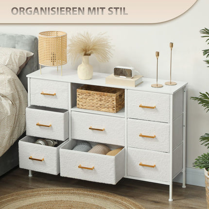 Storage Dresser with 8 Fabric Drawers, Steel Frame, Cream