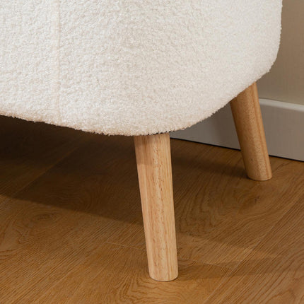 Storage Ottoman, 65L, Fleece, Rubberwood, 120x42x45 cm, Cream