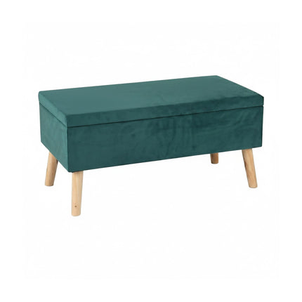 Storage Ottoman Bench, Velvet 2-Seater With Hinged Lid