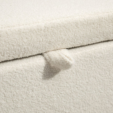 Storage Ottoman, Cream Fleece, Steel Legs