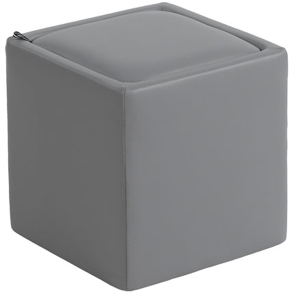 Storage Ottoman, Square Faux Leather, 40x40x40 cm, Gray