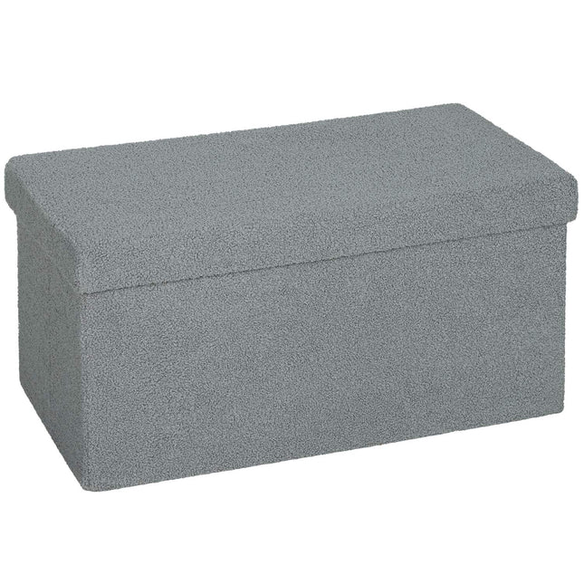 Storage Ottoman, Upholstered Bench with Lid, Dark Gray