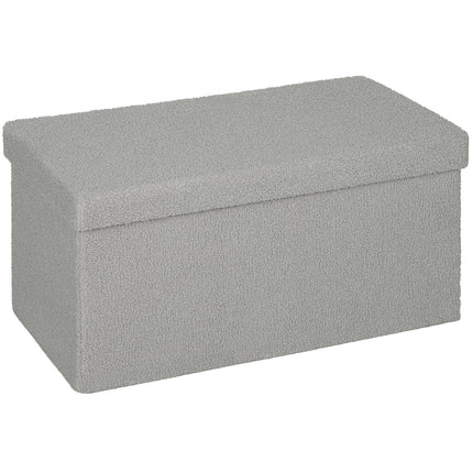 Storage Ottoman, Upholstered Bench with Lid, Light Gray