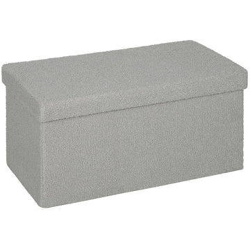 Storage Ottoman, Upholstered Bench with Lid, Light Gray