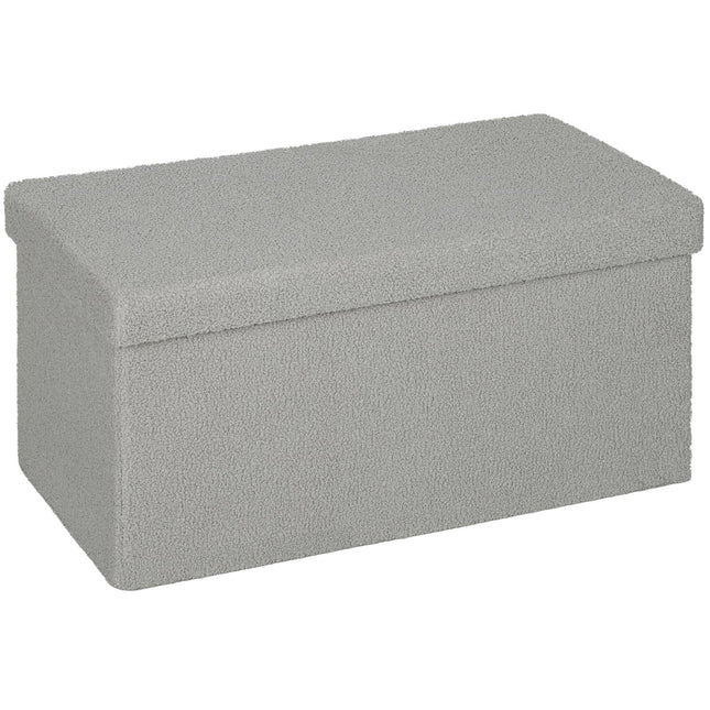 Storage Ottoman, Upholstered Bench with Lid, Light Gray