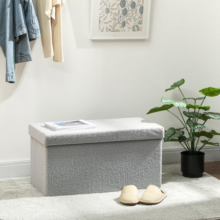 Storage Ottoman, Upholstered Bench with Lid, Light Gray