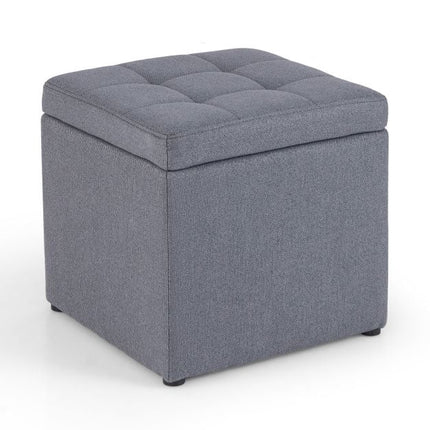 Storage Ottoman With Lid, Linen, Gray, 40x40x40 cm