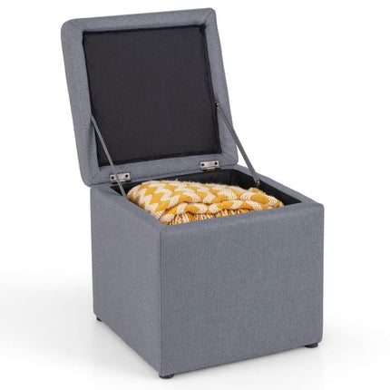 Storage Ottoman With Lid, Linen, Gray, 40x40x40 cm
