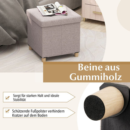 Storage Ottoman with Linen Fabric, 53.5L, Beige, 45cm