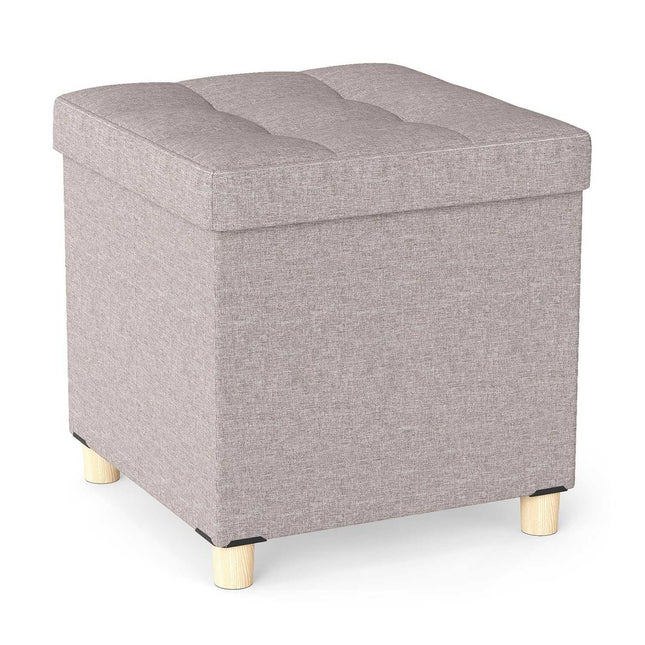 Storage Ottoman with Linen Fabric, 53.5L, Beige, 45cm