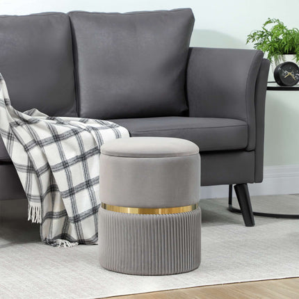 Storage Ottoman with Velvet Fabric, Light Grey, 36x36x44 cm