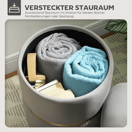 Storage Ottoman with Velvet Fabric, Light Grey, 36x36x44 cm