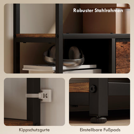 Storage Shelf with 2 Fabric Drawers, 9 Open Compartments