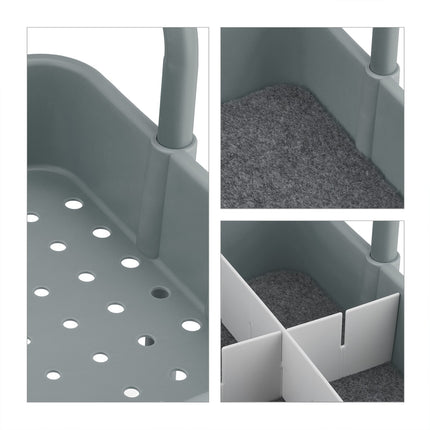 Storage Trolley with Felt Inserts, 3-Tier Shelves
